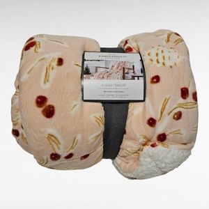 Threshold Berry Blush Plush Throw Reverses to Soft Sherpa